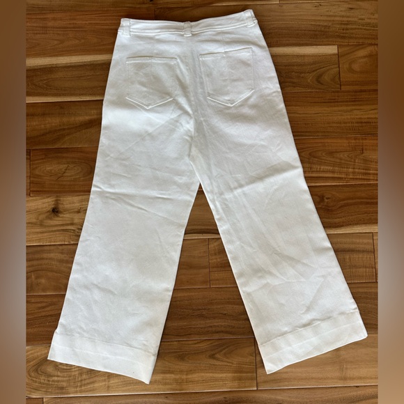 Cinq a Sept Wide Leg Cropped White Denim Benji Pant.  Size 2 - Picture 3 of 6
